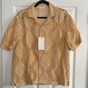 Zara Men's Crochet Button Down Shirt